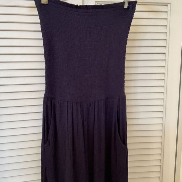Love Tree Jumpsuit Elastic Top Navy Wide Leg Pockets Waffle Knit, Size S - Picture 6 of 12
